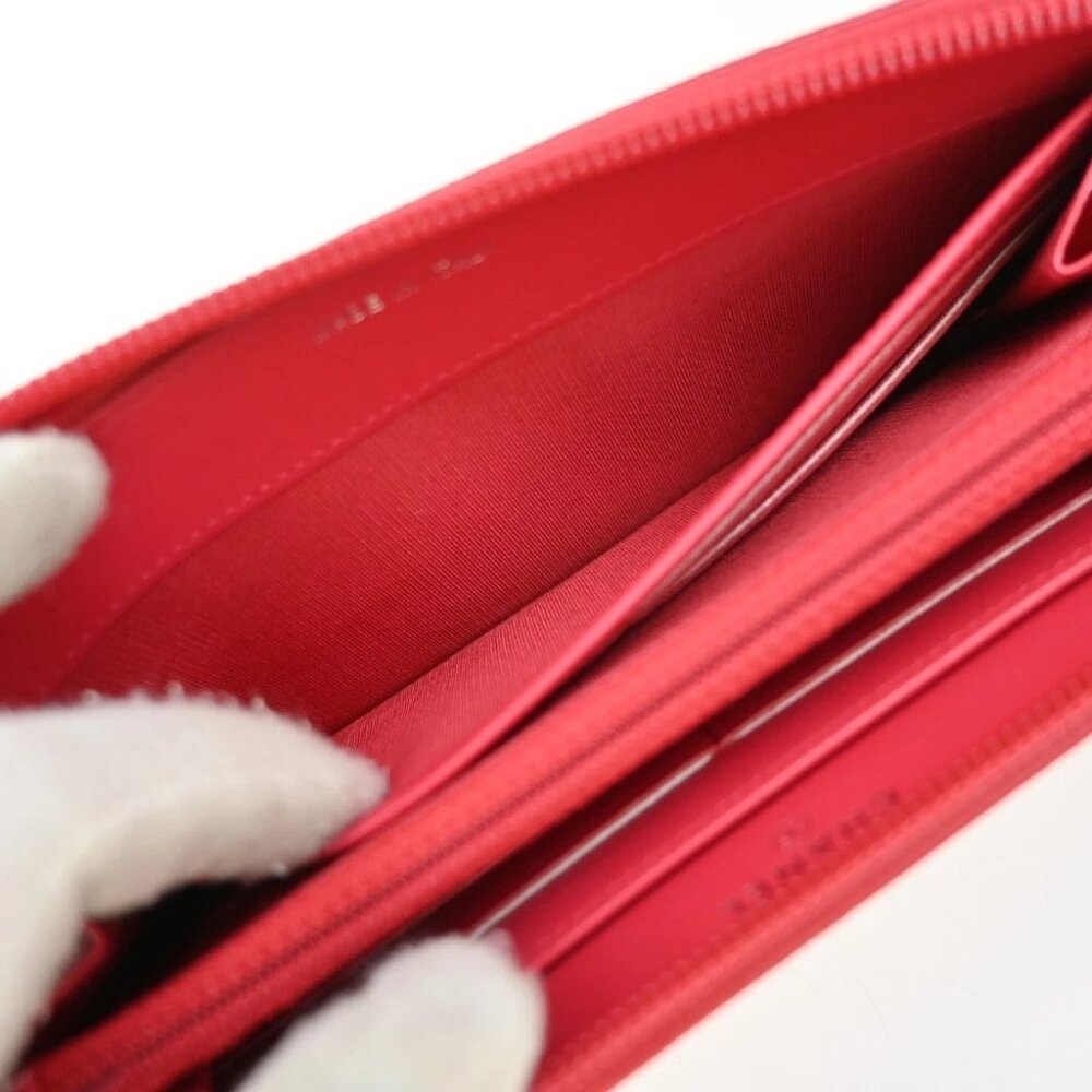 CHANEL CC Logo Zip Around Long Wallet Grained Calfskin Leather Red - Picture 11 of 14